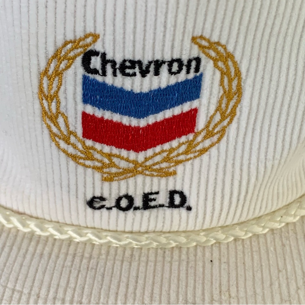 Vintage Corduroy Chevron Embroidered White Mesh Snapback Hat COED Oil & Gas - Picture 3 of 9